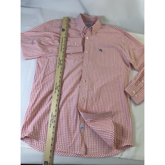 Guy‎ Harvey Men's Size Large Pink Salmon Check Long Sleeve Button Up Shirt - Picture 3 of 10